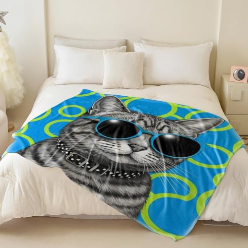 Couverture chat gris flanelle contre le froid plaid grand lit 180x200