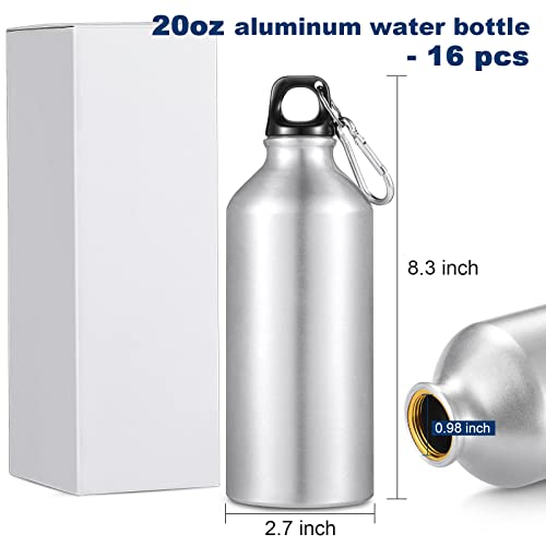 Chengu 16 Pack Aluminum Water Bottles 20 Oz Blank Reusable Water Bottles Lightweight Aluminum Gym Travel Water Bottle Leak Proof Team Customized Water Bottles For Bike Bicycle Camping (Sliver) #TOP2