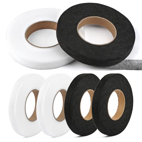 420 yards hem tape 12 inch iron on hemming tape no sewing hemming tape adhesive fabric fusing tape for pants clothes dresses curtains fabric crafting projects 6 rolls white and black