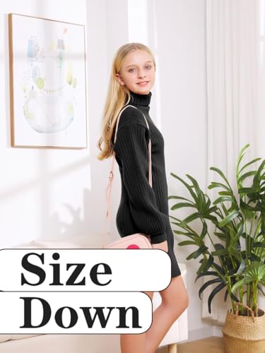 Fall Winter Girls Oversized Sweater Dress Turtleneck Batwing Long Sleeve Kids Teen Tween Casual Sweaters Girl Dresses2