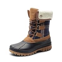 DREAM PAIRS Womens Winter Snow Duck Boots,Waterproof Mid Calf Anti-slip Stability Lace Up Faux Fur Lining Warm Cozy Boots Outdoor Supportive Insole,Size 8,Tan,DWUMSB2520