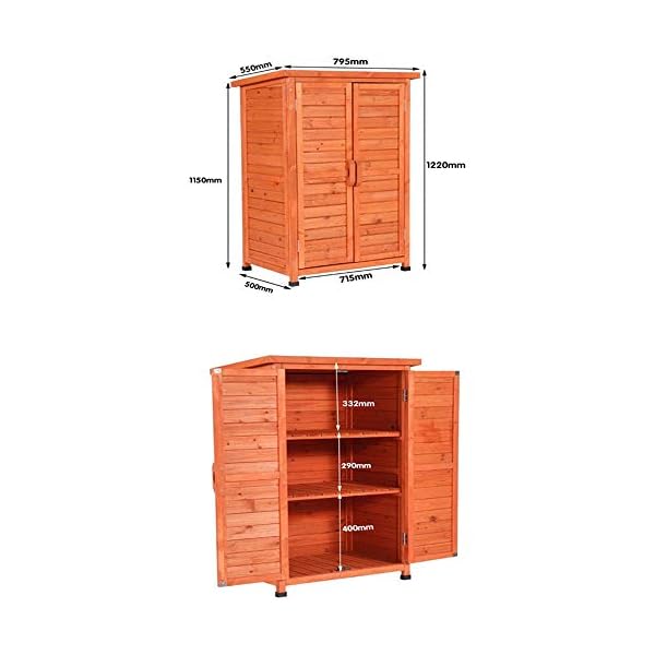 PQXOER Garten und Geräteschrank Im Freien hölzernen Werkzeugen Cabinet Garten-Aufbewahrungsbehälter Wasserdicht Locker… – Bild 5