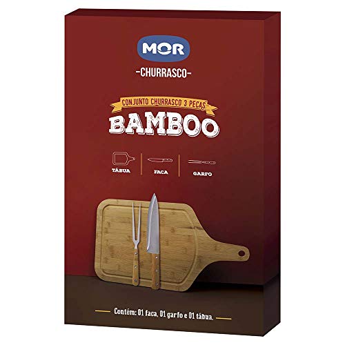 Mor - Conjunto Churrasco Bamboo Tábua 30Cm X 50Cm Com Alça