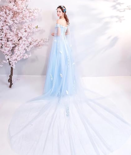 WDBFY Off The Shoulder Quinceanera Dresses Ball Gown with Cape Puffy Butterfly Prom Party Gowns Long Beaded Sweet 16 Dress4