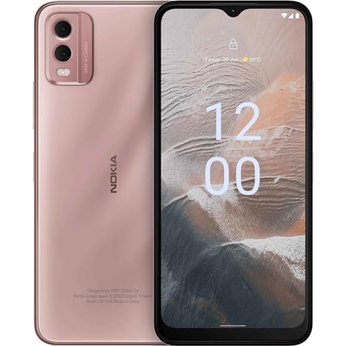 Nokia C32 6,5-Zoll-HD+-Smartphone mit 4 GB RAM/64 GB ROM, 50 MP/8 MP-Kameras, 5000 mAh, 3 Tage Akkulaufzeit, Rückseite aus gehärtetem Glas, Schutzart IP52, Fingerabdrucksensor und Gesichtsentsperrung,