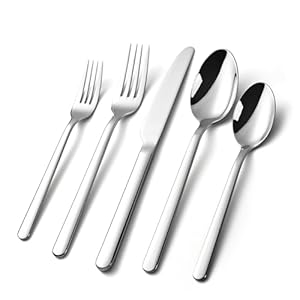 KINGSTONE Forged 40-Piece Silverware Set 18/10 Stainless Steel Flatware Utensils Set for 8, Mirror Finish,Dishwasher Safe (Silver)