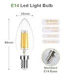 YUNRRD E14 Led SES Candle Light Bulb,4W Warm White 2700K (Small Screw)(Energy Saving Light Bulb Equivalent to 40W) C35 Edison Clear Filament Bulbs,400LM,220-240V,Non-Dimmable,Pack of 6 - Image 4