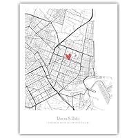 Lámina Personalizada Mapa con ubicación en forma de corazón -