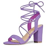 Hauteur du talon : 3 1/3 po Allegra K Sandales à talons hauts à lacets pour femmes, violet, 39 EU
