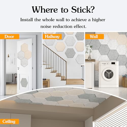 Image of Acoustic Panels, Magrowill 12-Pack Sound Proof Wall Panels 14 X 12 X 0.4 Inches, Sound Absorbing Panels with Full Self-Adhesive, Interior Wall Decor Felt Tiles Board