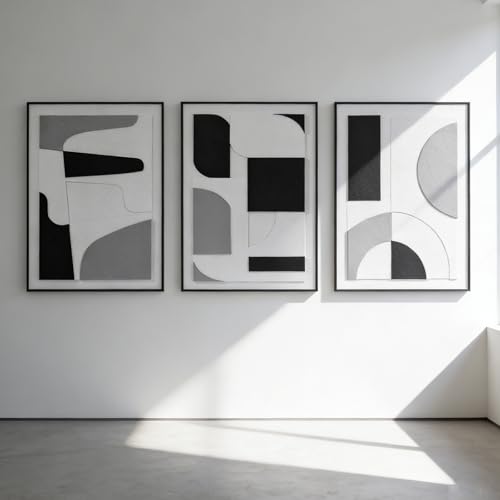 AMAATE Black and White Grey Sandstone Wall Art Decoration Painting