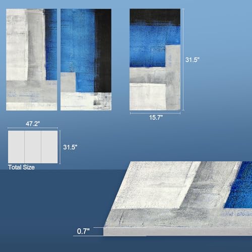 UMIACOUSTICS 3 Pcs 0.7Inch Thick Art Acoustic Panels, Decorative Acoustical Wall Panels, Sound Absorbing Art Panels for Home, Office, Hotel, Cerulean-Mist-Veil — view 2