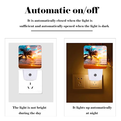 Image of Summer Sunshine Beach Night Light,Plug Into Wall Decor for Stairway,Hallway,Kitchen,Dusk to Dawn Sensor Nightlights for Boys /Girls /Women /Men Room Gifts