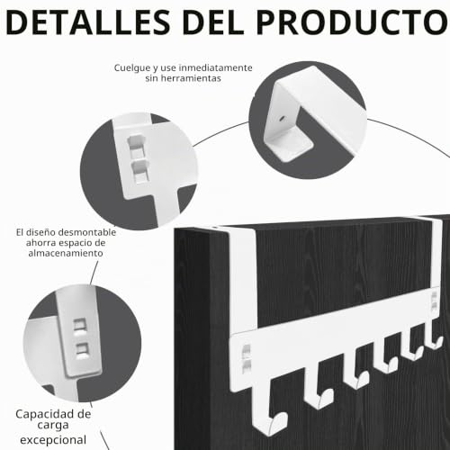 Miniatura 4 de Taivin Paquete De 2 Ganchos Para Puertas,Perchero Puerta Dormitorio,Ganchos Metálicos Multifuncionales,Adecuados Para Colgar Chaquetas,Abrigos Y Toallas Blanco-2 Piezas