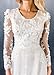 Women's Bohemian Wedding Dresses Scoop Neck A Line Lace Bridal Gown Bead Pearls with Long Sleeve White-US 10