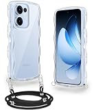 OPPO Reno13 A 用 ケース クリア ショルダー ストラップ付き オッポリノリノ13A 用 カバー 耐衝撃 スマホケース 透明 肩掛け 斜めかけ 紐付き 縄掛けケース 長さ調整可能 取り外し可能 (クリア)