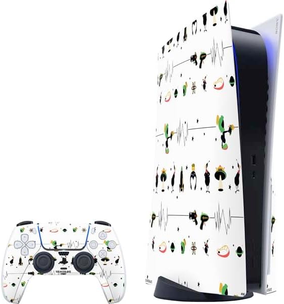 Skinit Decal Gaming Skin Compatible with PS5 Bundle - Officially Licensed Looney Tunes Marvin The Martian Striped Patches Design