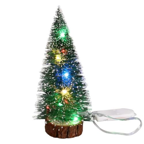Mini Christmas Tree with LED Light 7.87 Inch Realistic Portable Battery Operated Mini Artificial Pines Tabletop Xmas Decor with Metal Stand for Home Office Decoration 20cm Colorful Light