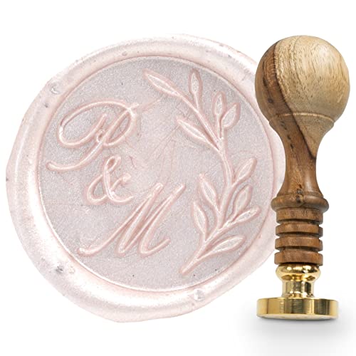 gravurART Siegelstempel personalisiert mit Initialen - Persönliche Siegel auf Einladungen oder Save the Date mit Wachssiegel Stempel personalisiert Stil Hanna