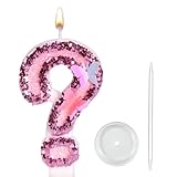 Number Birthday Candle, Pink Sequins Glitter Butterfly Birthday Number Candle Cake Topper for Anniversary and Birthday Celebrations Supplies (Question Mark)