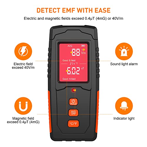 Emf Meter Handheld Electromagnetic Field Radiation Detector Rechargeable Digital Lcd Emf Meter Tester For Home Outdoor And Ghost Hunting Inspections #TOP2