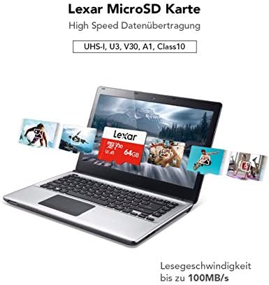 Lexar 64GB microSD Karta Pamięci, microSDXC UHS-I Karty, Prędkość Odczytu do 100 MB/s, Klasa 10,U3, A1, V30, Czerwony/Biały