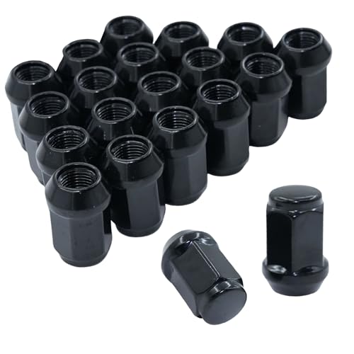 Torquizo 20pcs 1/2-20 Lug Nuts Replacement for 1987-2018 Jeep Wrangler JK, 2002-2012 Jeep Liberty, 1993-2010 Jeep Grand Cherokee - Black Lug Nuts Closed End Solid 1.38