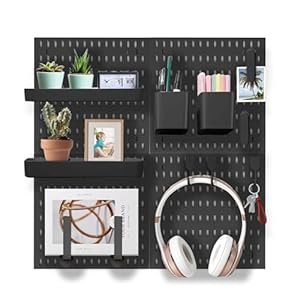 Wall Organizer Peg Board – Elevate And Declutter Your Gaming And Office – Create A Perfectly Structured Space(Black)