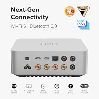 WiiM Amp Ultra with Voice Remote 2 | 100W Streaming Amplifier with Premium ESS ES9039Q2M DAC & Dual TI TPA3255 Amps | Built-in RoomFit EQ & Touchscreen | HDMI ARC, Optical, RCA Inputs | Silver