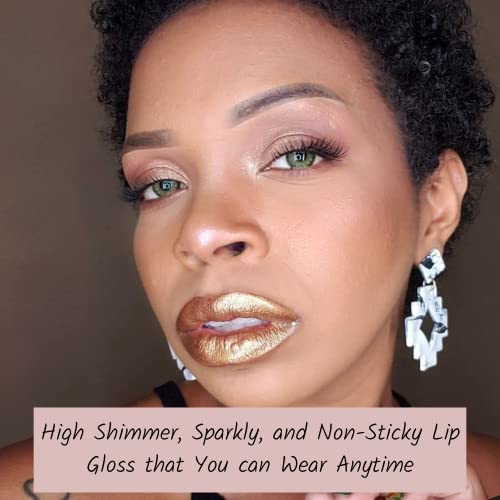 Mynena Copper Gold Lip Gloss Topper Shimmer Glossy Finish Liquid Lipstick Moisturizing With Jojoba Oil | Talc-Free Mica-Free Gluten-Free Paraben-Free Cruelty-Free Vegan | Hazel #TOP2