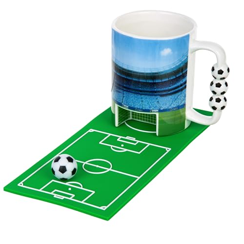SPRINTIGO Mug Foot avec But, Idée Cadeau Fan de Foot, 3D Tasse de Football, Dessous de Verre...