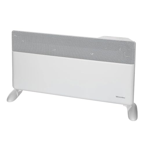 WARMTEC Termoconvettore Elettrico Basso Consumo 2000W Inverter - Stufa Smart WiFi con App, Termostato e Timer - Montaggio a Parete o Portatile, IP24 - Bianco