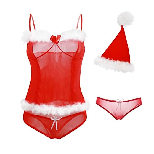 HOTSO Femmes Charmant Costume Noël Mère Déguisement Femme Christmas Costume Adulte Lingerie Sexy Tenue Lingerie Femme Noël Bikini Robe de Nuit Coquine Ensemble Taille Lingerie