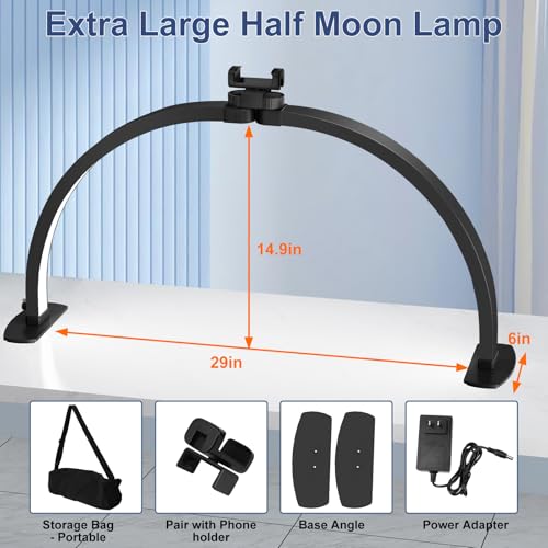 iVict Half Moon Light for Nail Desk, 29In 40W Nails Tech Light with Phone Stand, 10 Adjustable Brightness, 3 Color Temperature Led Desk lamp for Nail, Tattoos, Eyebrows, Beauty(Black) - Thumbnail 4