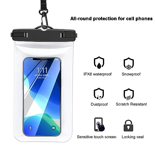 Oaygat Waterproof Phone Pouch Universal Waterproof Phone Case 2 Pcs IPX8 Waterproof Phone Pouch Dry Bag Waterproof Phone Pouch Case Phone Pouch Underwater Dry Bag Screen Touchable Dry Bag Black - Image 3