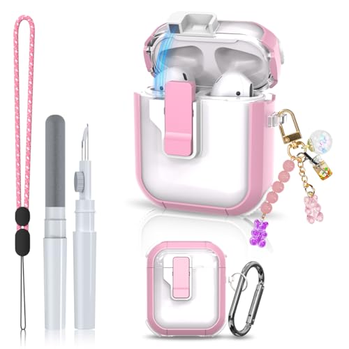 Clear Case for AirPods 2nd/1st Gen with Lock, Automatic Snap Swit...