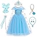 Produktbild LOBTY Mädchen ELSA Prinzessin Kleid mit Accessoires Schneekönigin Verkleidung Kinder Prinzessin Kleid Geburtstag Weihnachten Party Halloween Karneval Cosplay Kostüm