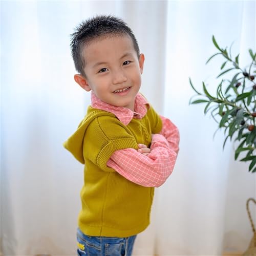 Baby Boys Girls Cable Knit 𝗛ooded Vest V-Neck Sleeveless Pullover Sweater Fall Winter Loose Solid Sweatshirt2