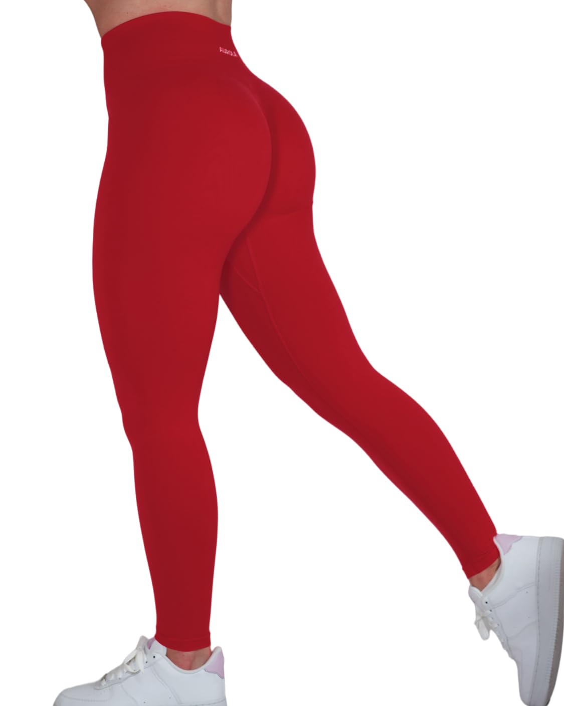 AUROLA Womens Seamless Scrunch Tights Tummy Control Leggings, Chinese Red, XS