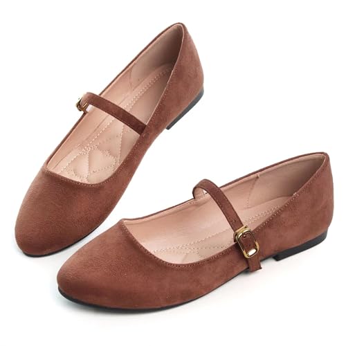 Hee grand Mary Jane Shoes for Women Buckle Strap Ballet Flats Comfortable Leather Dress Shoes2