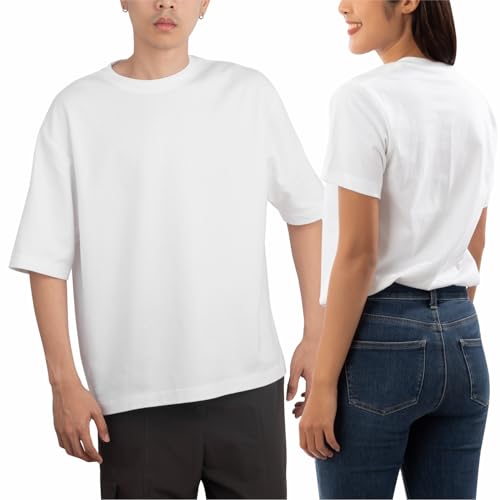 lepni.me T-Shirt Surdimensionné Unisexe Personnalisé avec Texte, Photo ou Logo sur Mesure | Créez Votre Propre Design Recto Verso | Tee Shirt Oversize Femme Homme (S Blanc sans Impression)