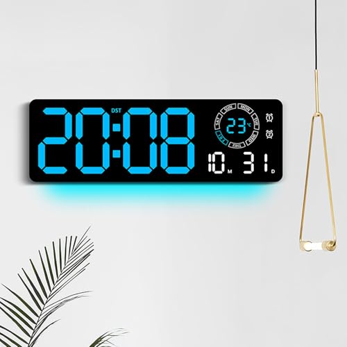 Reloj de pared digital LED multicolor con fecha y luz nocturna 7