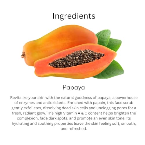 Image of Khadi Papaya Face Scrub 100 gm | Vitamin A & C | Hydrates, Brightens for Glowing & Even Out Skin Tone | For Dead Skin Cells, Dark Spots | All Skin Types | Exfoliating Scrub for Men & Women