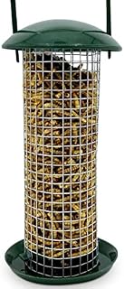 Bird Feeder with Pre-Filled Mealworms Included - Green Plastic Outdoor Hanging Feeders for a Variety of Wild Garden Birds