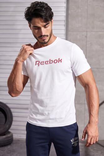 Image of Reebok Men's Cotton-Lycra Blend T-Shirt - 4-Way Stretch Smooth Smooth Round Neck Half Sleeve Tee for Men | Casual Tshirt for Men Stretchable Tshirt