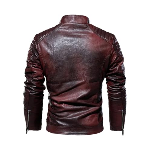 Men Winter Fleece Motorcycle Faux Leather Jacket Removable Fur Collar Windbreaker Hombre Slim Coat3