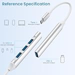 3-Port USB C Hub with 5Gbps Data Transfer, USB Adapter with 1 USB 3.0 and 2 USB 2.0 Data Ports, Ultra-Slim USB-C Splitter for MacBook, Chromebook, Surface, Dell, Mobile HDD, Laptop PC and More