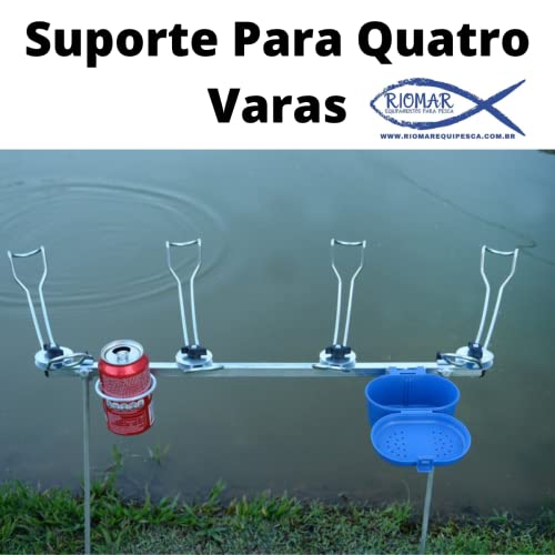 SUPORTE DE CHÃO PARA VARAS DE PESCA DESMONTÁVEL 04 VARAS COM PORTA LATA