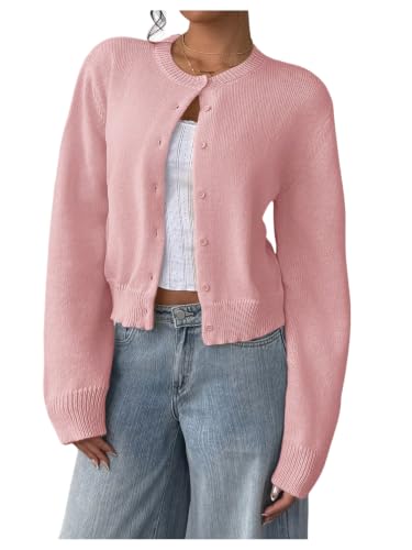 Image of SOLY HUX Women's Button Down Cropped Lightweight Cardigan Sweater Cute Fall Fashion 2026