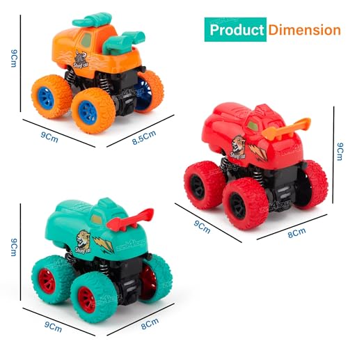 Image of Zest 4 Toyz Monster Truck 4WD Friction Powered Toy | 360 Stunt Car | Pullback Action Durable High-Density Alloy Plastic | Educational Gift Toys for Boys Girls 3-7 Years - Assorted (Pack of 2)
